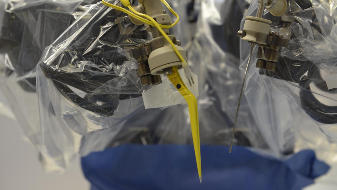 Close up of robotic arms
