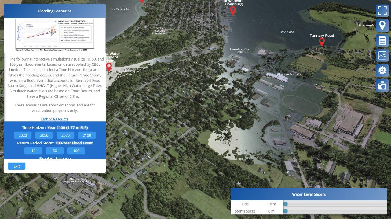 image of computer screen showing interactive 3D climate model